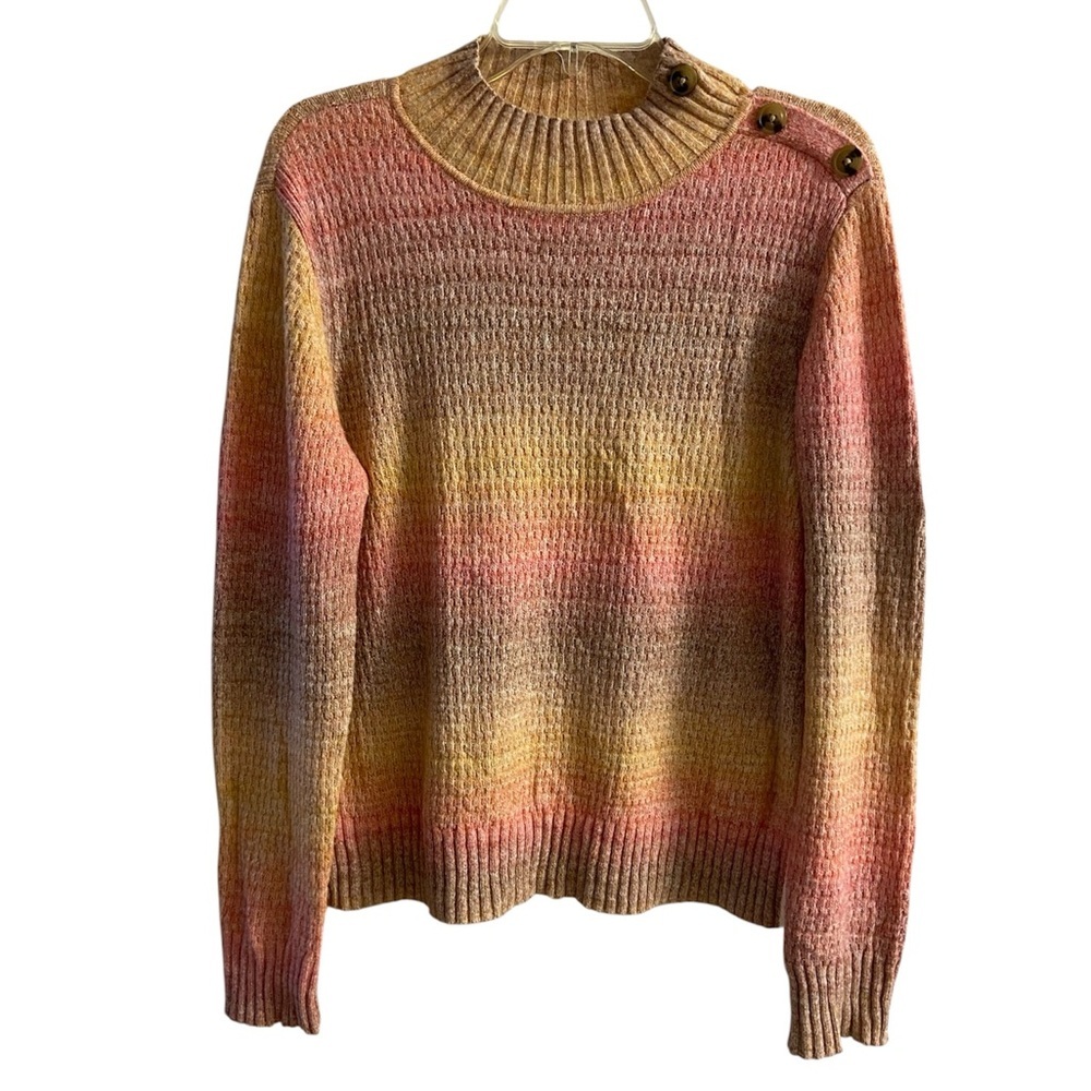 Talbots Pink and Yellow mock Neck Sweater Medium